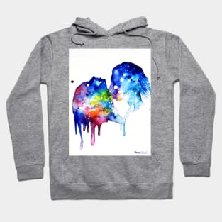 a kiss on her neck watercolor painting Hoodie